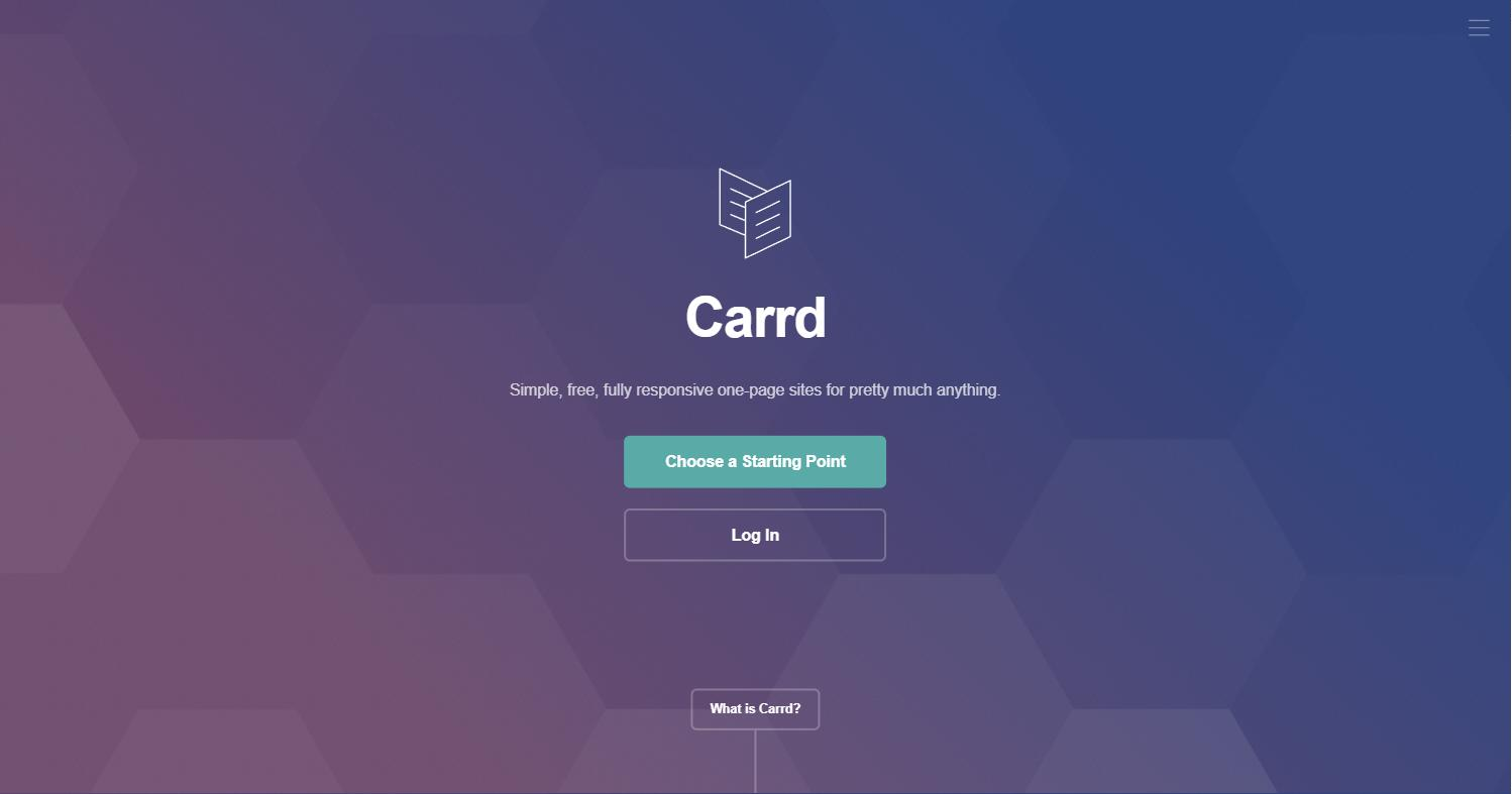 The Carrd homepage: Simple, free, fully responsive one-page sites for pretty much anything