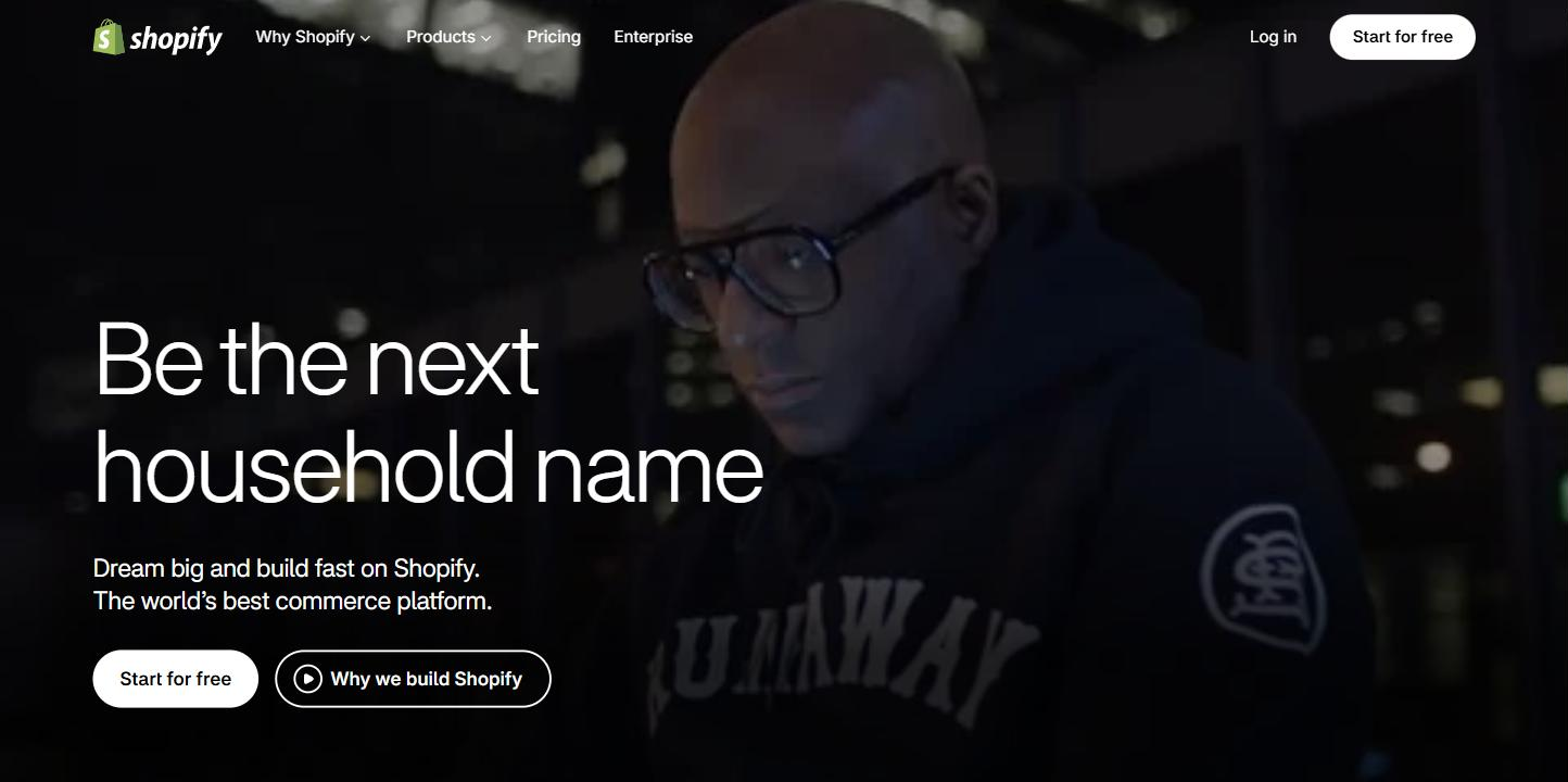The Shopify homepage