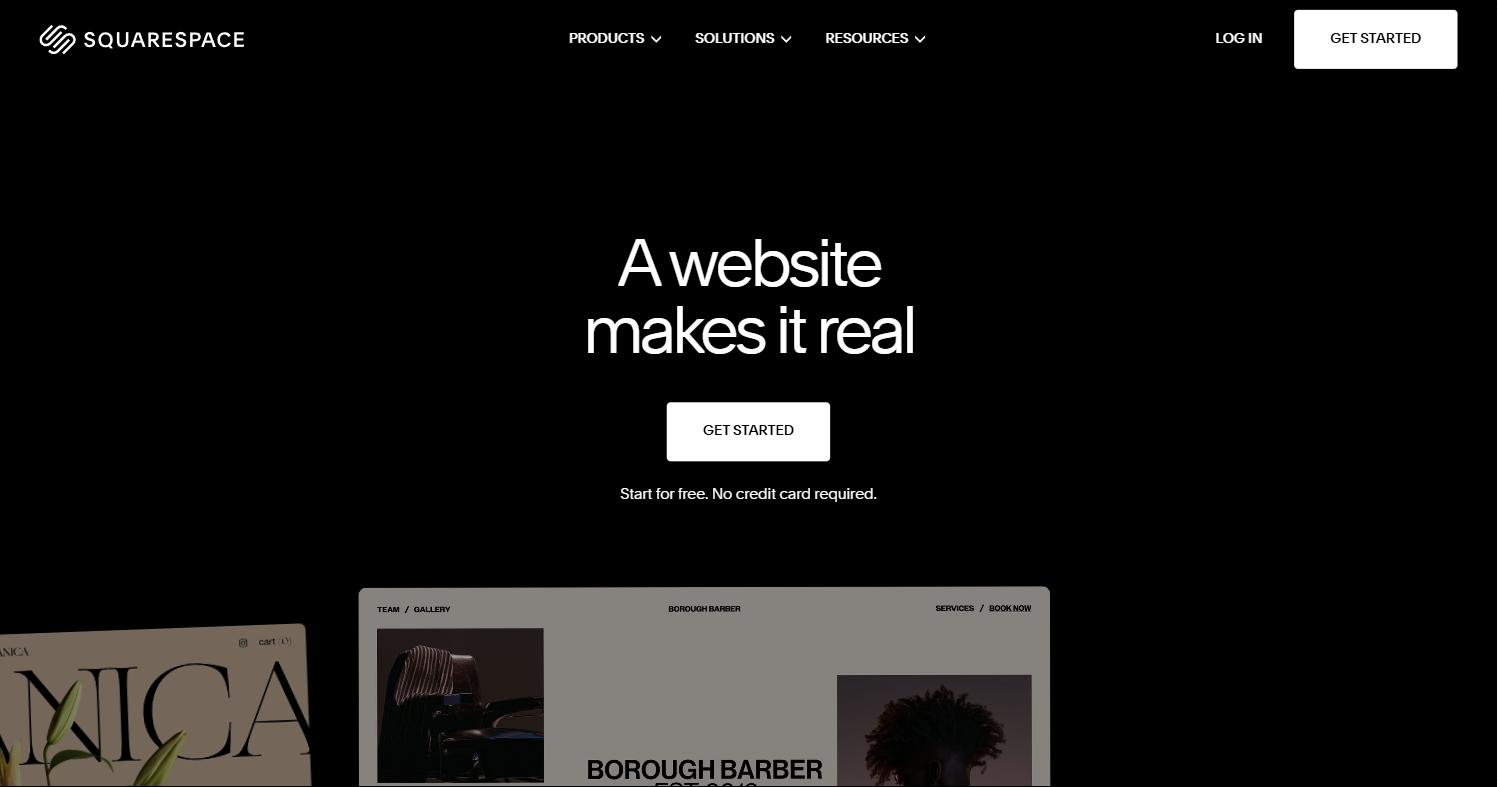 The Squarespace homepage