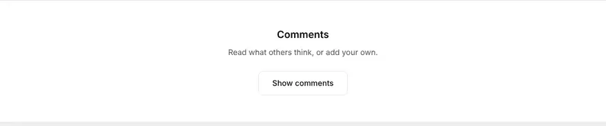 A collapsed comments section with a Show comments button