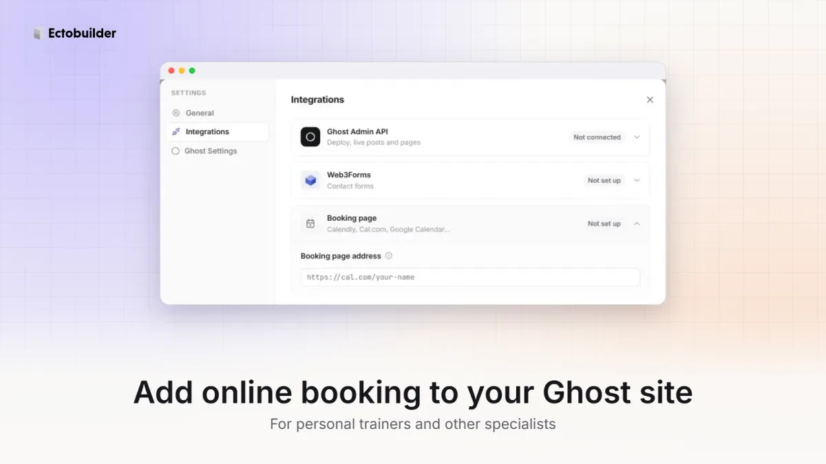 How to Add Online Booking to Your Ghost Site (for Personal Trainers and Other Specialists)