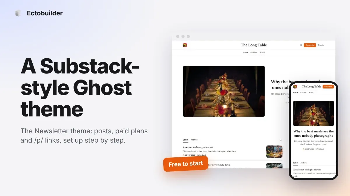 Newsletter Theme for Ghost: A Substack-Style Site With Paid Plans, /p/ Links and Comments