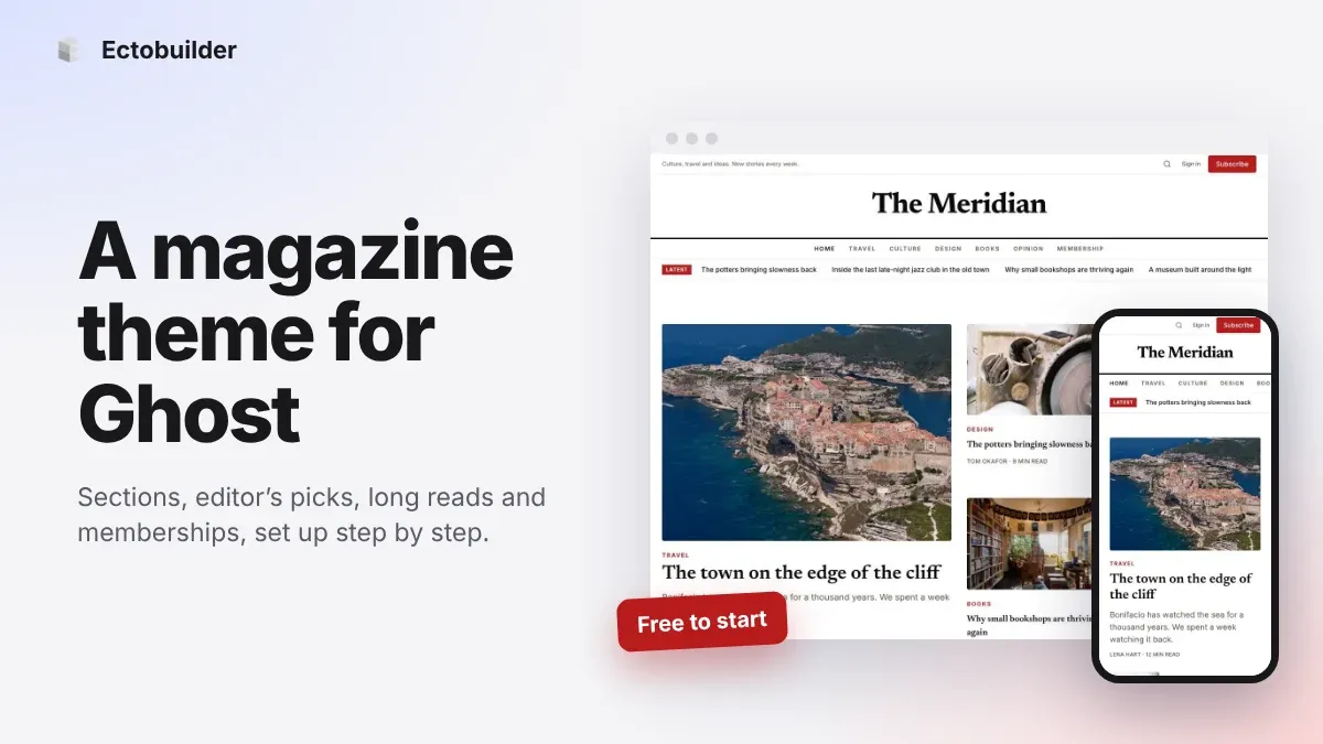 Magazine Theme for Ghost: Sections, Editor's Picks, Long Reads and Memberships